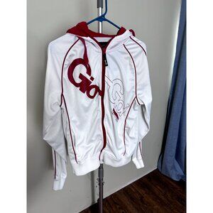 Gio Goi Mens White Red Hooded Jacket Rare Zip Up Small Used